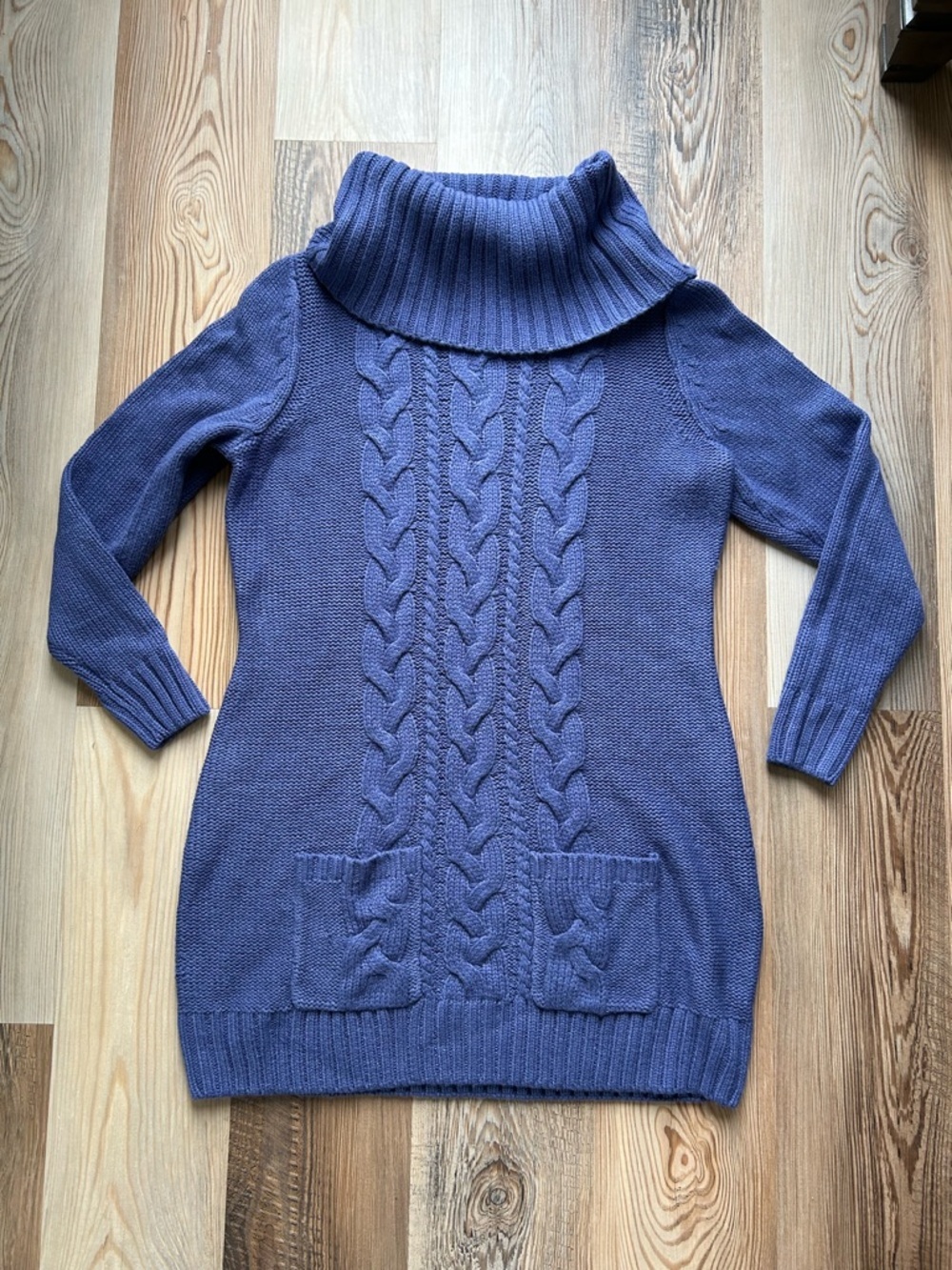 VENUS Lavender Blue Cable Cowl Sweater Dress